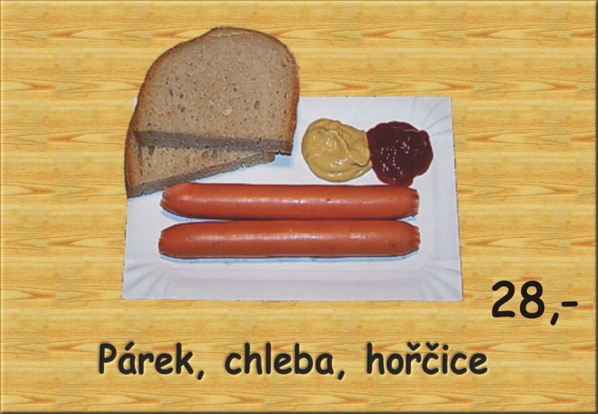 Párek s hořčicí/kečupem,chleba